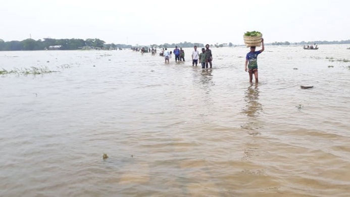 নেত্রকোনায় বন্যায় ভেসে গেছে প্রায় ১১ কোটি টাকার মাছ