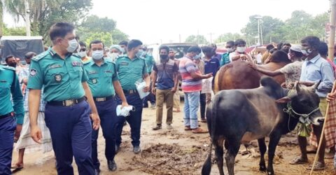 গাজীপুরে পশুর হাটে সতর্ক রয়েছে পুলিশ